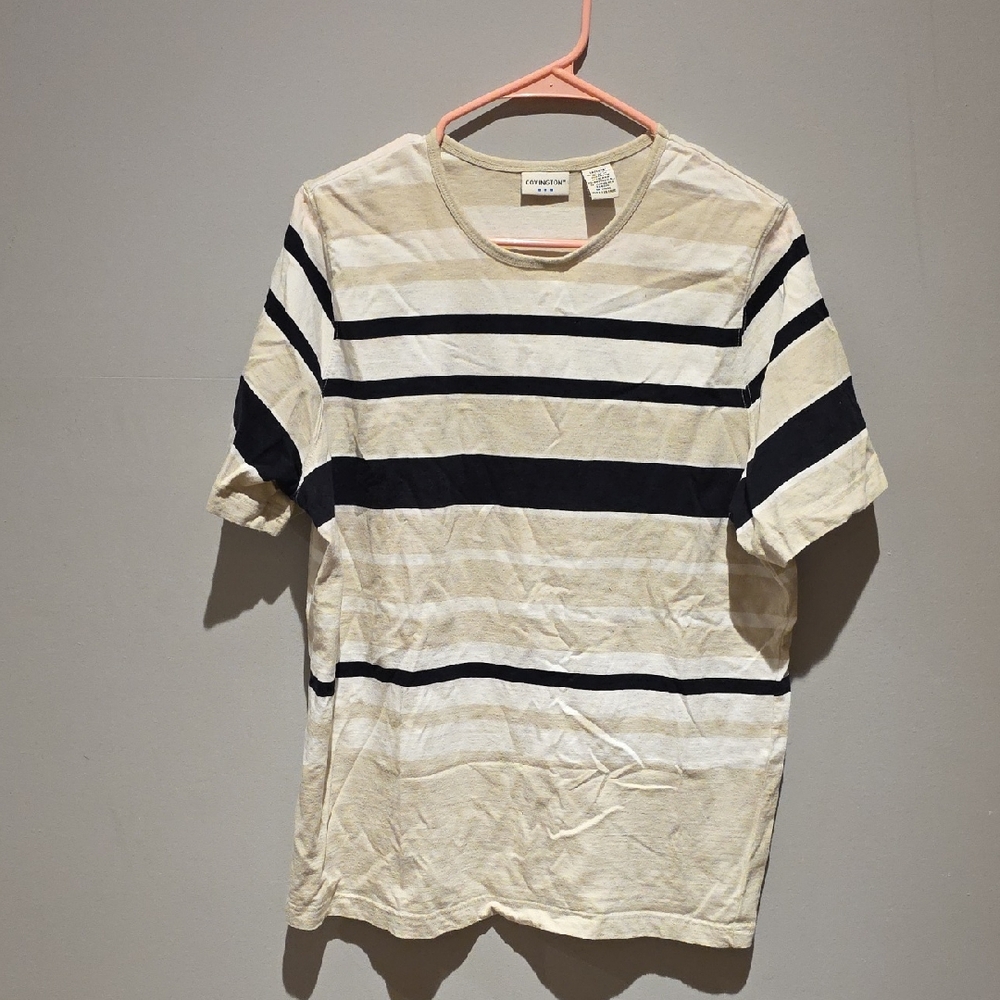 Covington Beige and Black Striped Short Sleeve Tee